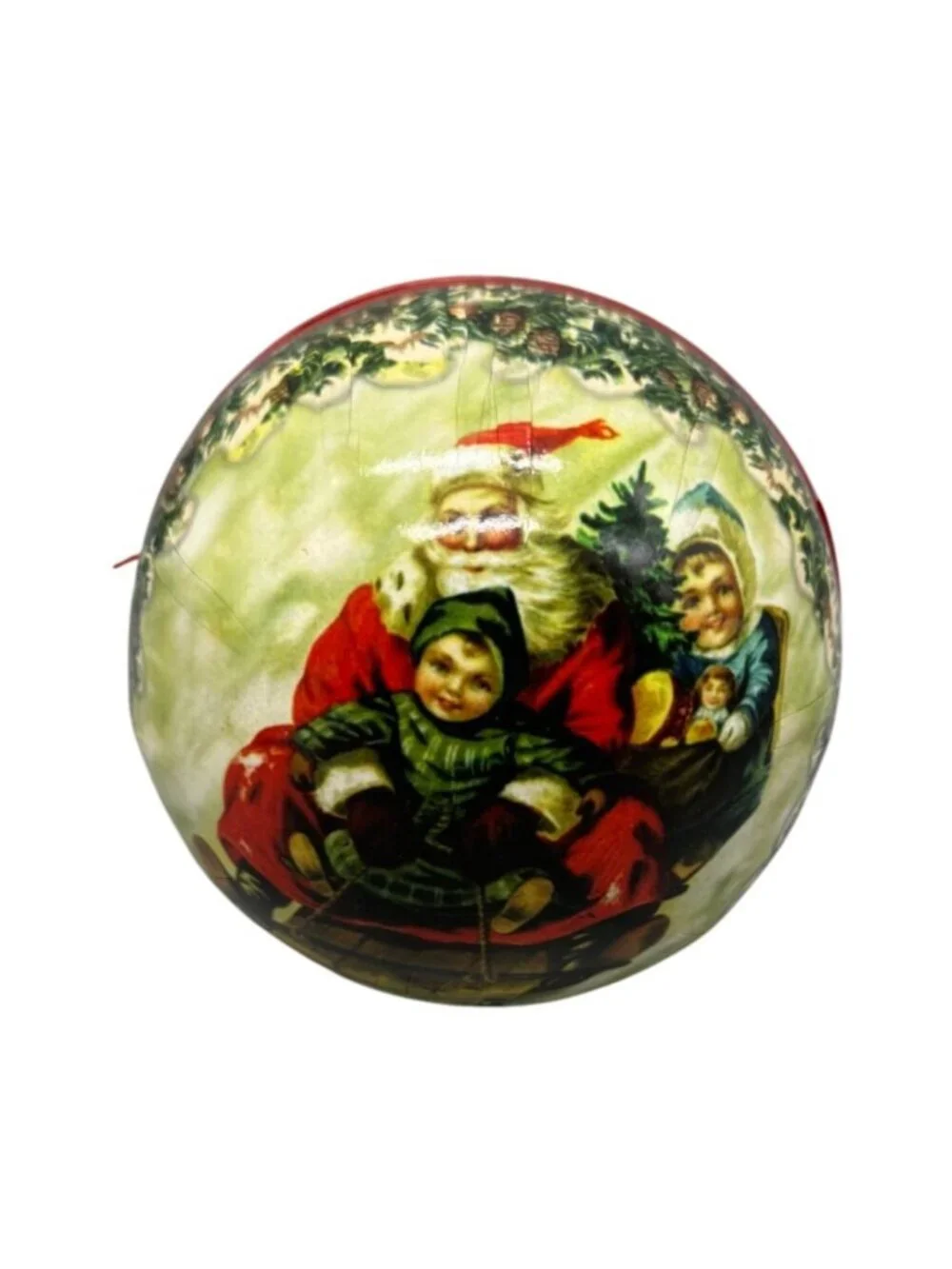 Williams-Sonoma Winter Wonderland Treasure Globe Papier Mâché Santa kids READ